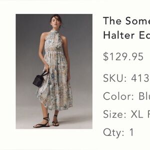 Anthropologie Blue Pattern Somerset Maxi Dress